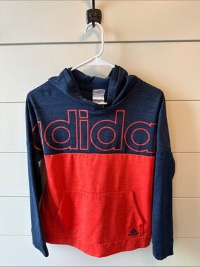 adidas navy and orange hoodie size L 14/16